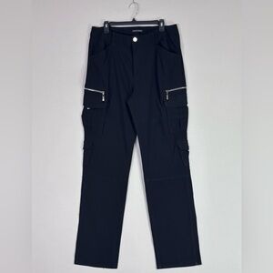 Monfrère Black Cargo Pants Tailored Stretch Designer Utility Luxe 36